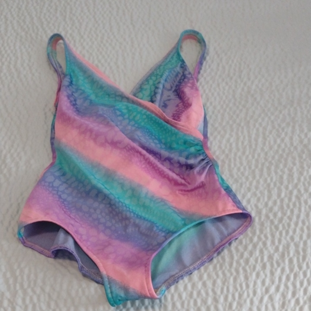 Vintage Colorful One-Piece Swimsuit Sz 12